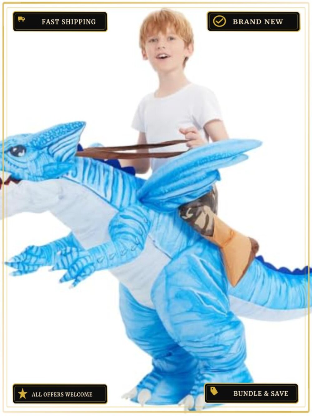 GOOSH Kids Inflatable Dinosaur Costume Polyester Blow Up Halloween